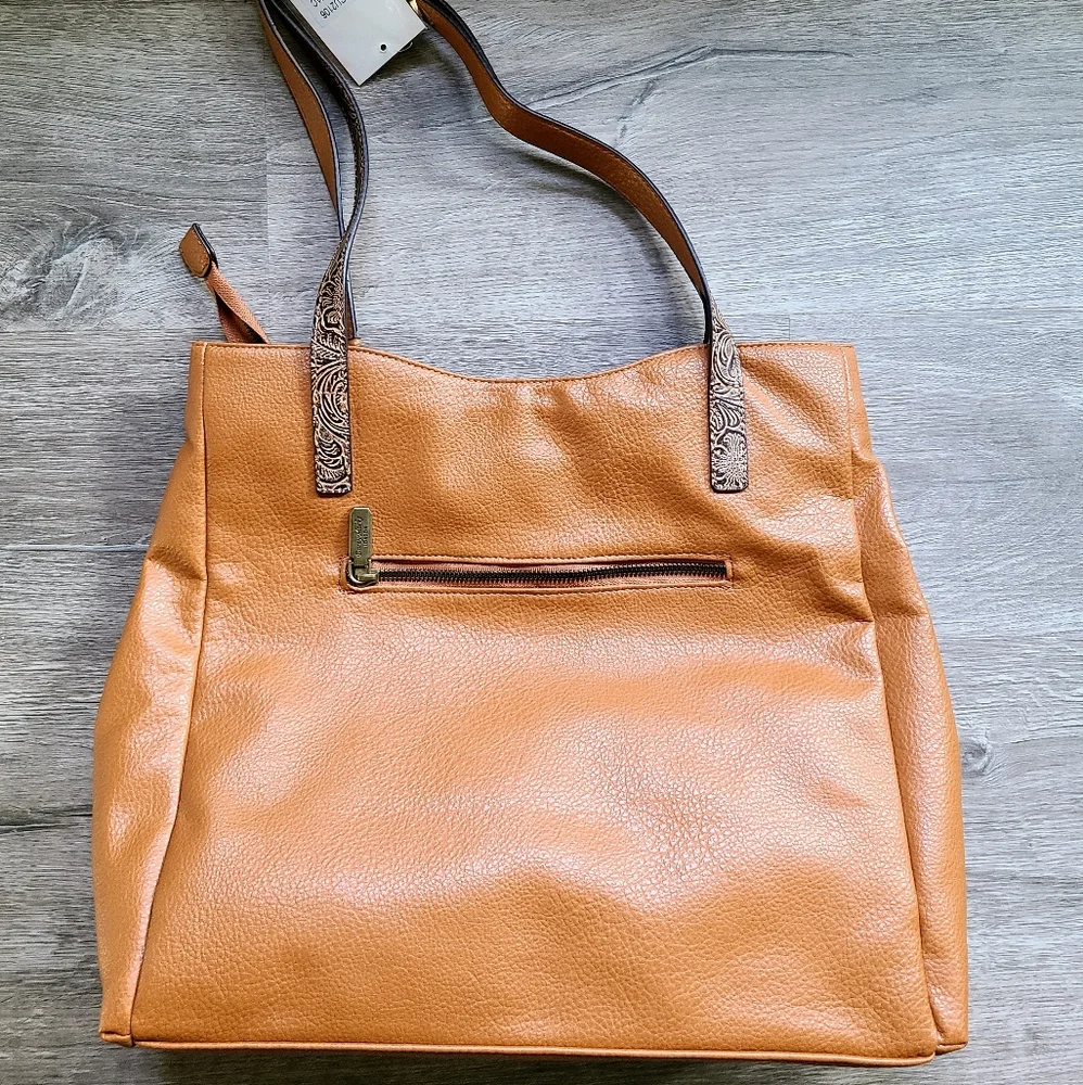 NWT Darcy Marks London Vegan Leather Cognac Shoulder Purse - Picture 8 of 16